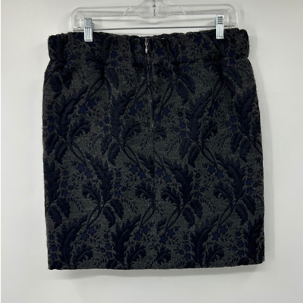 Marni Grey Navy Blue Jacquard Wool Blend Mini Skirt Made in Italy Size 42